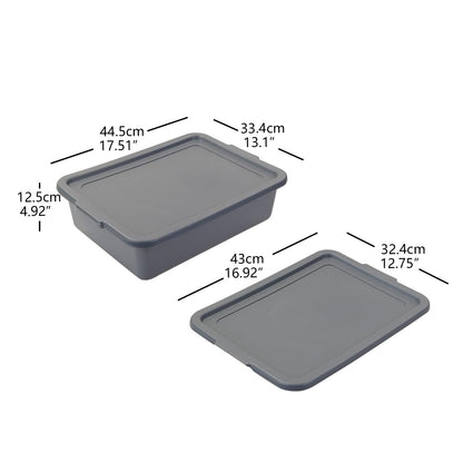 Begale 3-Pack Washing Up Bowl with Lid, Plastic Bus Box, 13 L, Grey