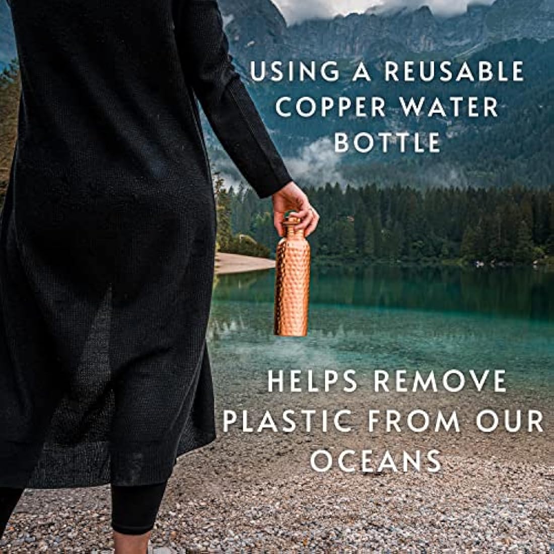 Kosdeg Hammered Copper Water Bottle 1 Liter / 34 Oz Extra Large - an Ayurvedic Pure Copper Vessel - Drink More Water, Lower Your Sugar Intake and Enjoy The Health Benefits Immediately