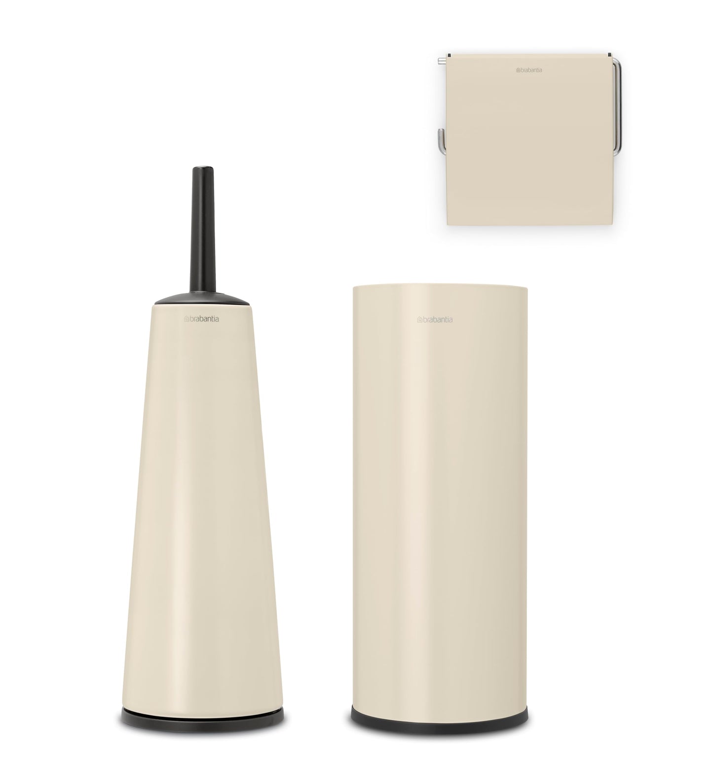 Brabantia - ReNew Toilet Accessory Set - Toilet Brush & Holder, Roll Holder & Roll Dispenser - Hygienic Brush - Corrosion Resistant - Fixing Materials