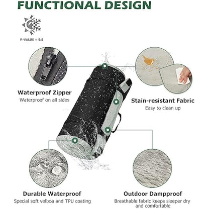 Willpo Memory Foam Camping Mattress Portable Sleeping Pad Floor Guest Bed Lightweight Outdoor Tent Mattress Removable Waterproof Cover Travel Bag