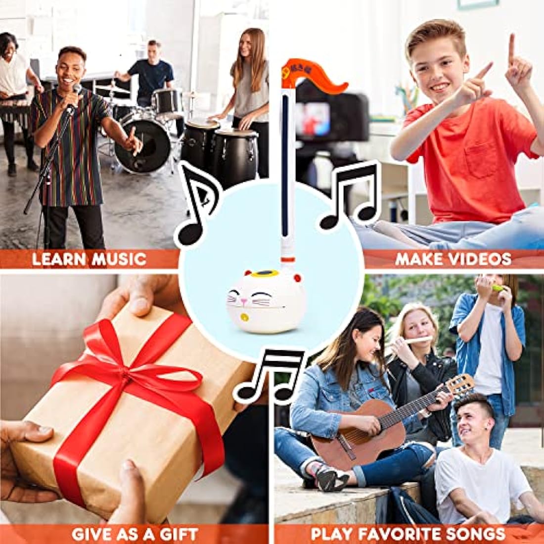 Otamatone Manekineko Japanese Electronic Musical Instrument, Portable Touch Sensitive Digital Music Instruments Synthesizer, Fun Kids Teens Adults Birthday Christmas Toy Song Game Stuff