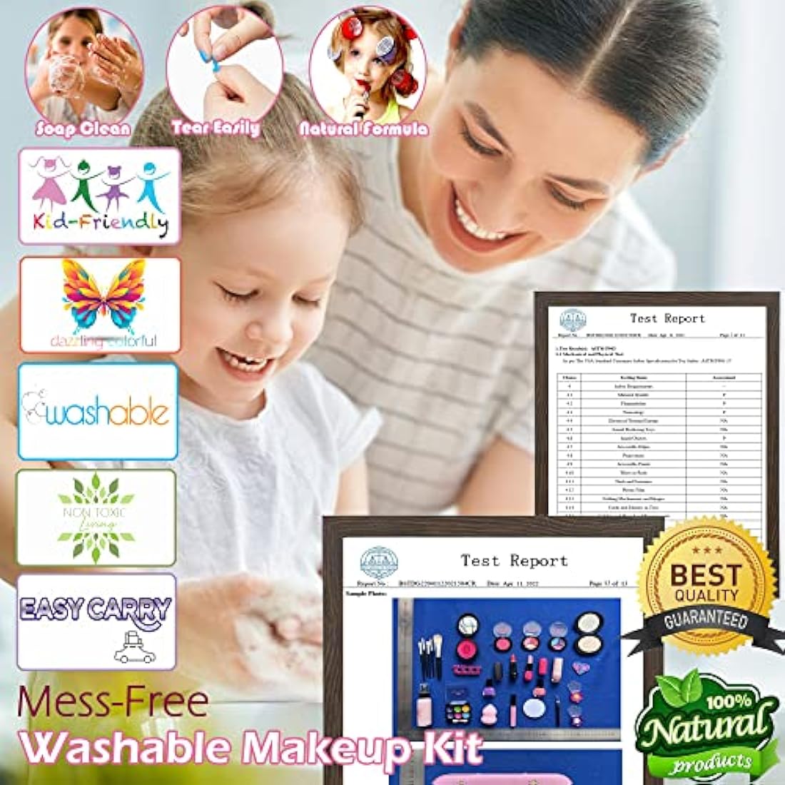 Washable Kids Makeup Girls Toys - Real Makeup Set Make Up Kits for Children Kids Girls Princess Glamour Girl Pretend Play Makeup Kit Christmas Birthday Gifts Toys for 3 4 5 6 7 8 9 10 Year Old Girl