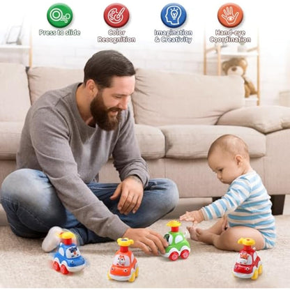 AmyBenton Baby Toy Cars for 1 2 Year Olds, 4PCS Press & Go Toy Car, Gifts for Baby Boys 1 2 Years Old