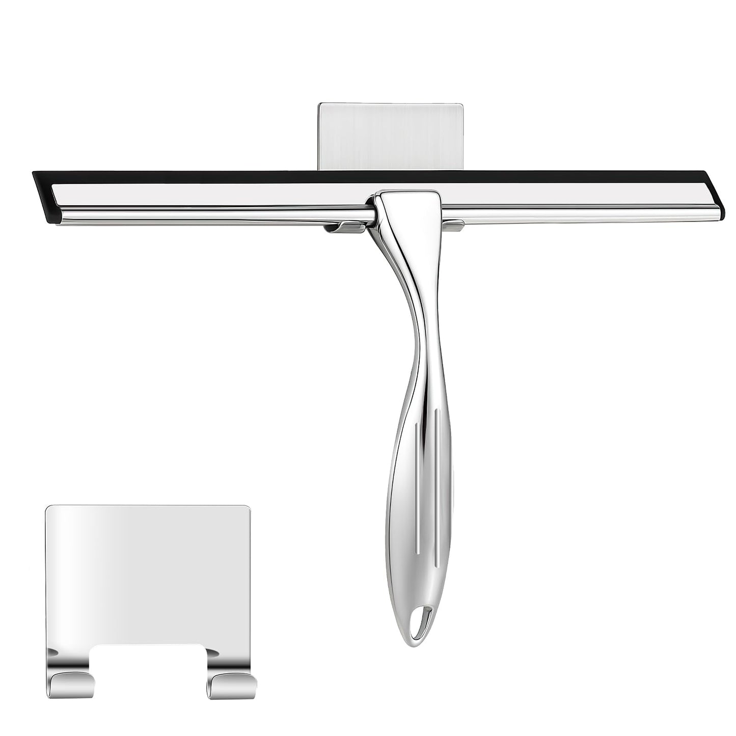 wlich Shower Squeegee, 12 Inch Stainless Steel Window Squeegee with 1 Hook