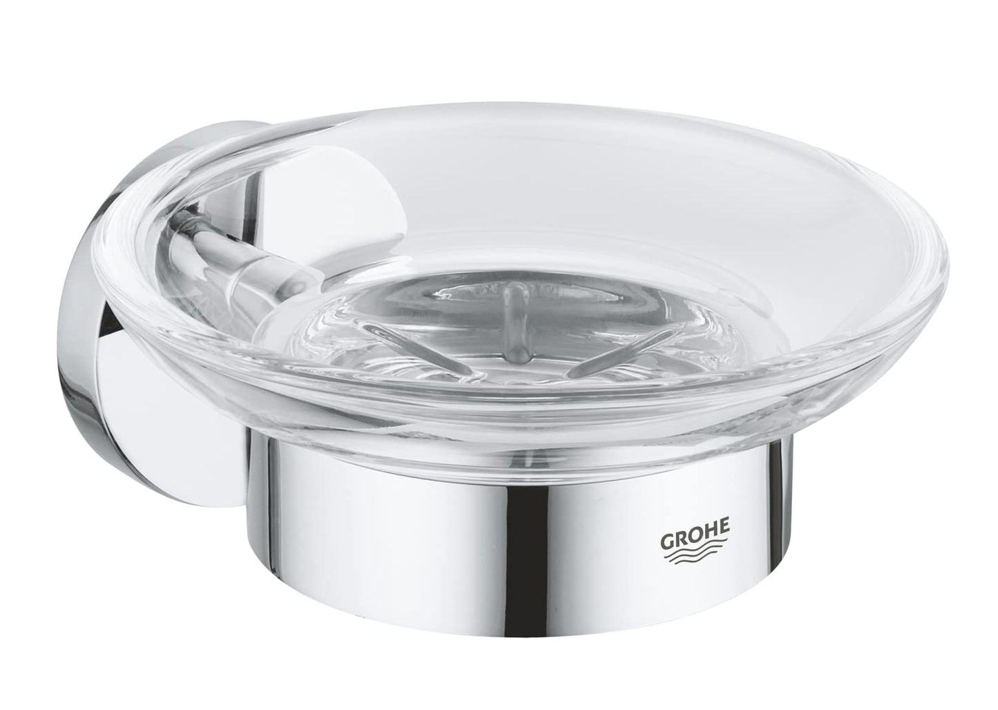 GROHE Start QuickFix Soap Dish with Holder (Metal and Glass, Concealed Fastening, Including Screws and Dowels, Extra Easy to Fit with GROHE