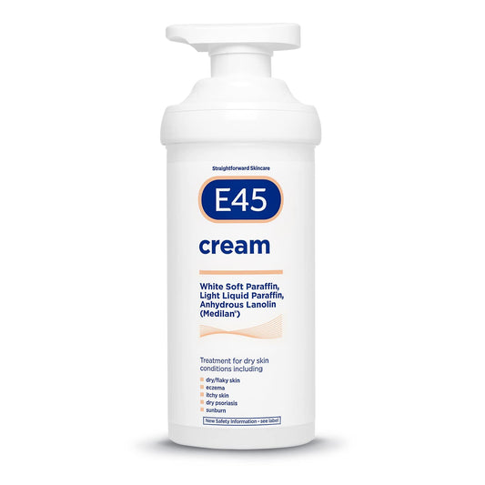 E45 Moisturising Cream 500g - Emollient Lotion for Dry, Itchy & Sensitive Skin - Soothing Eczema Relief Cream - Non-Greasy, Fast Absorbing,