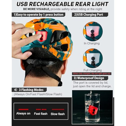 RaMokey Bike Helmet for Men and Women, Lightweight Cycle Helmet with LED Light Magnetic Goggle Sun Visor, Mountain & Road Bicycle Helmets for Adult Cycling Adjustable Size 57-62cm