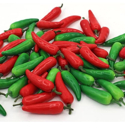 60PCS Realistic Mini Fake Hot Chili,Simulation Lifelike Pepper,Chili Pepper Decorations Artificial Fake Vegetables Red Chili Green Pepper Model for Photoshoot Props Home Kitchen Party Decoration