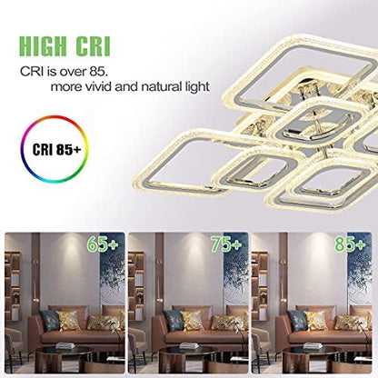 Qcyuui LED Ceiling Light Square, Modern Flush Mount Chandelier Lighting,Dimmable Bedroom Ceiliing Lamps Nordic Design for Living Room