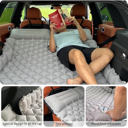 ONTYZZ Car Inflatable Bed Car Mattress SUV Air Mattress 2 Person Airbed for Travelling Camping Mat Self Inflating Sleeping Mats with Foot Pump & Cushion Inflatable Camping Bed 183 * 13 * 7CM