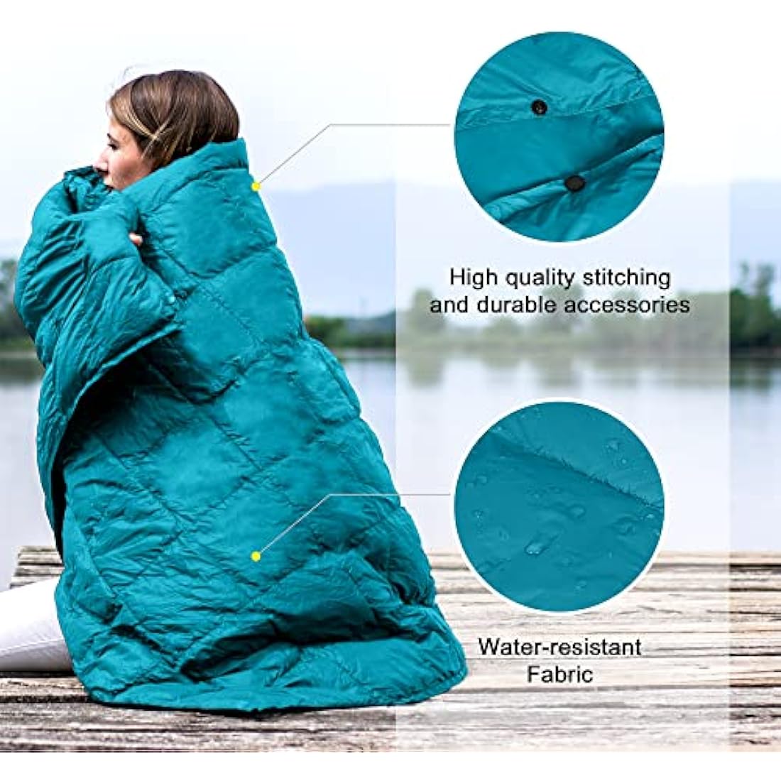 4Monster Camping Blanket Packable, Camping Quilt, Insulated Blanket Hammock Quilt, Camping Blanket for Cold Weather, Picnic, Hiking, Airplane, Travel, Beach, Stadium, Outdoor Gear, Black, XL