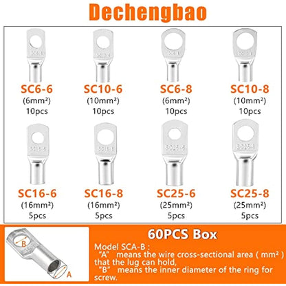 HX-50B Battery Cable Lug Crimping Tools Hand Electrician Pliers for Crimping Wire Cable from 6-50mm²(AWG 8-1/0) with Thickened and Reinforced The Metal Plate (HX50B Crmper +60PCSTerminals)