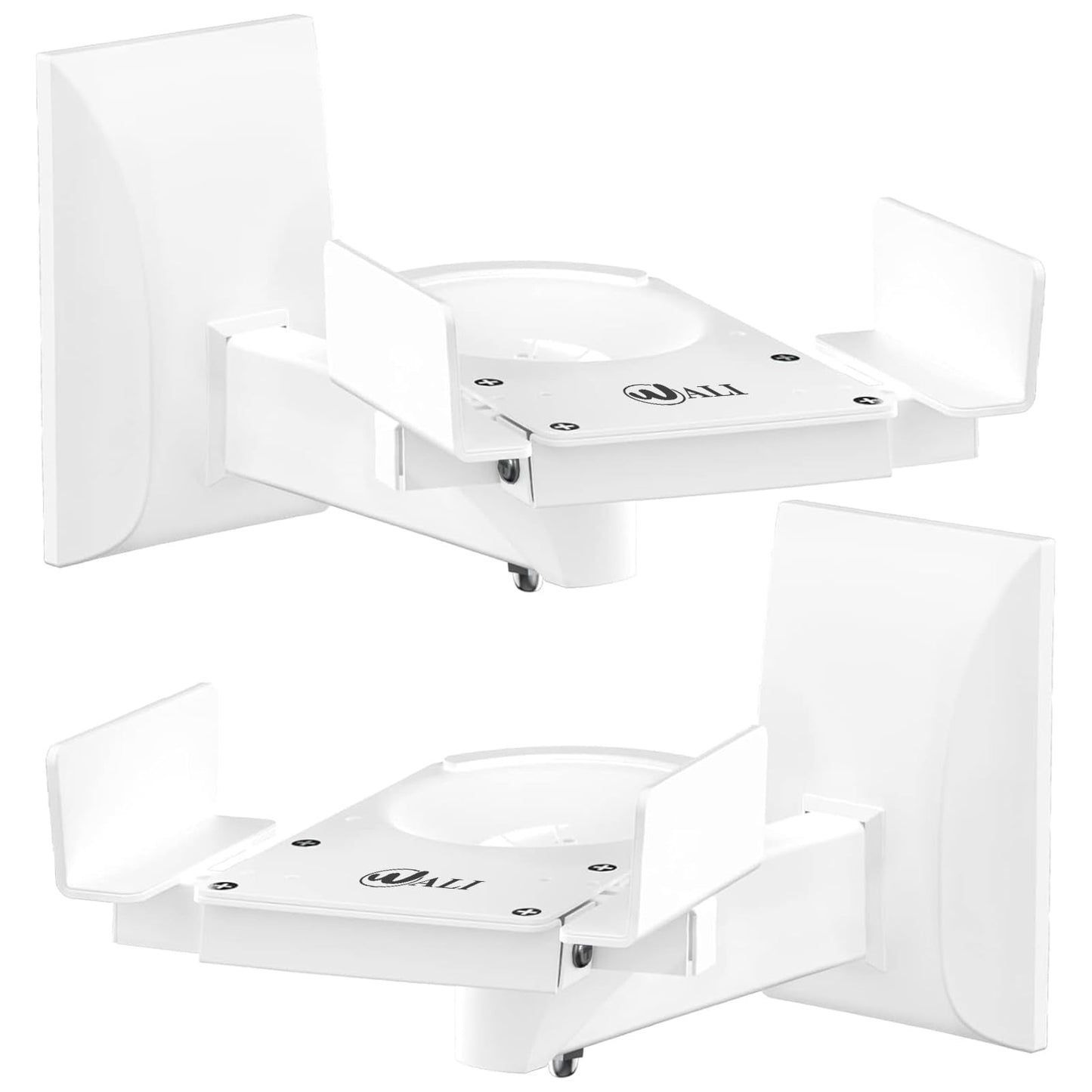 WALI Speaker Wall Mounts, Dual Side Clamping Bookshelf Mounting Bracket for Large Surrounding Sound Speakers, Hold up to 25 kg/55 lbs. (SWM201-W),