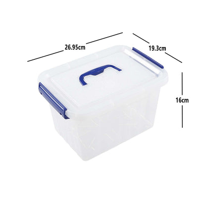 Minekkyes 6 Pack Clear Plastic Stackable Storage Boxes, Organizing Container with Handle and Secure Latching Buckles (6 Litre)