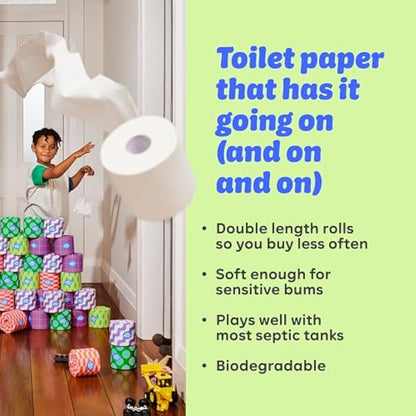 Who Gives A Crap – 100% Recycled, Twice as Long, Toilet Roll, Box of 24 (3-Ply, 400 Sheets-10x10cm) - Soft, Strong, Sustainable