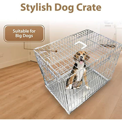 Ellie-Bo Silver Standard XL 42-inch Folding 2-Door Dog Cage/Crate with Metal Tray