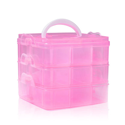 SacJkt Craft Storage Box, Compartments Divider Organizer (Pink)