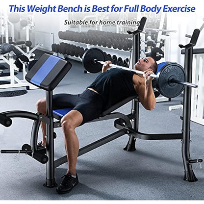 WINNOW Adjustable Weight Bench with Leg Extension and Preacher Curl Home Training Gym Weight Lifting Bench Full-Body Workout Bench Bench Press