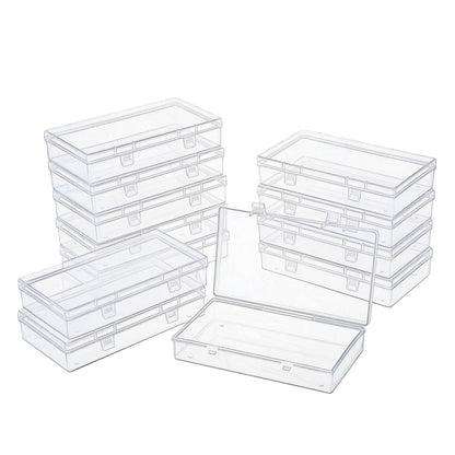 LJY 12 Pack Plastic Storage Boxes with Lids 15.5 x 8.5 x 3 cm, Clear