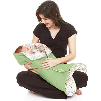 Wallaboo - Baby Blanket Leaf - Soft Blanket - Newborn and Up - Durable Faux Suede and 100% Pure Cotton with Print - Diameter: 85cm - 33 inch - Color: Green