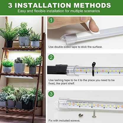 Kullsinss Grow Lights for Indoor Plants, 6000K/3000K/660nm Full Spectrum LED Plant Grow Light Strips with 10 Dimmable Levels, 3/9/12H Timer, Sunlike Grow Lamp for Hydroponics Succulent, 2 Pack