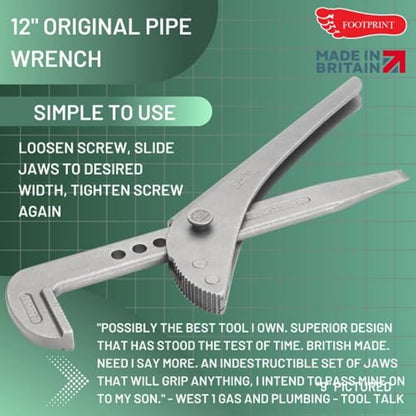 Footprint 698w Pipe Wrench 12.in, Steel