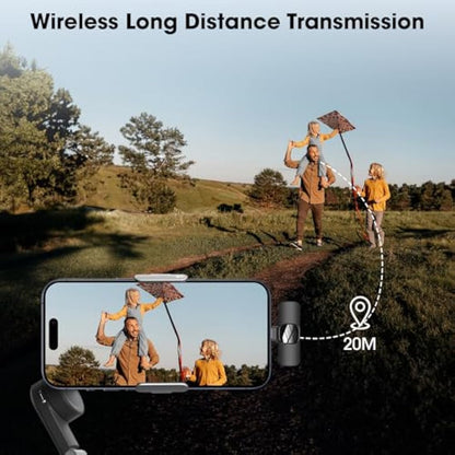 HMKCH Wireless Lavalier Microphone for iPhone - iPad, Android Phone,Computer, Mini Lapel Mic with Noise Reduction and crystal sound for Video Recording, Vlogging, TikTok, YouTube