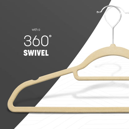 KEPLIN Velvet Hangers 50 Pack (45cm) -Thin Non-Slip Clothes Coat hangers with Tie Bar and 360 Degree Hook for Home Storage Durable