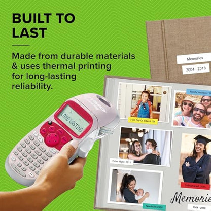 Dymo LetraTag LT-100H Handheld Label Maker | ABC Keyboard Label Printer with Easy-to-Use, 13 Character LCD Screen | Great for Home & Office Organisation | Pink