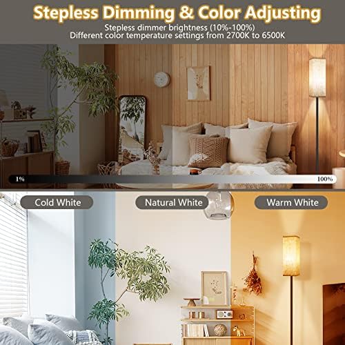 CRLL Floor Lamp for Living Room, Modern Standing Lamps with Remote & Foot Switch, 2700k-6500k Dimmable Tall Reading Lamp with Linen Shade | Standard Lamp Night Light for Bedroom Office (Modern)