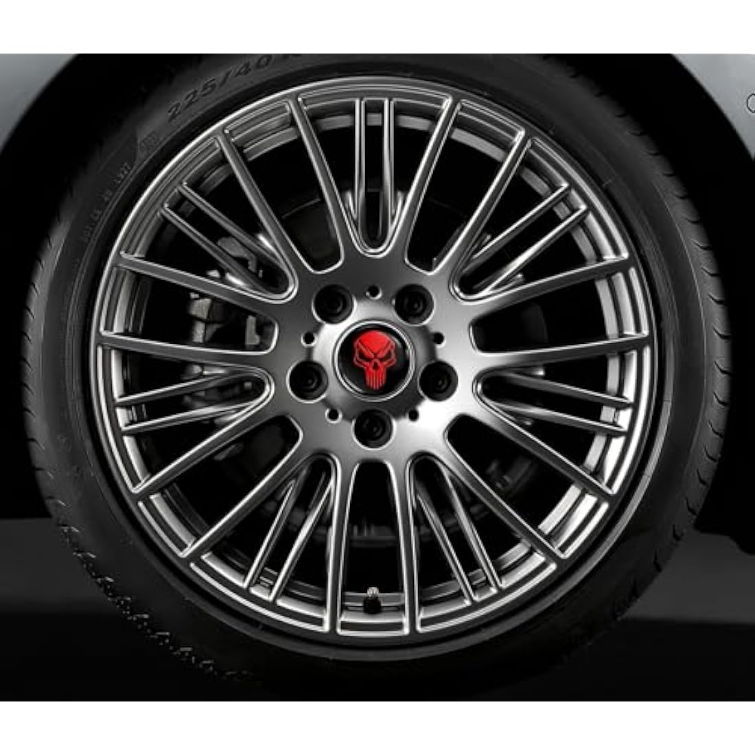 Biomar Labs 4 x 68mm Wheel Centre Alloy Hub Center Caps Compatible with BMW 36136783536 Hubcaps Red Black Skull CB 36