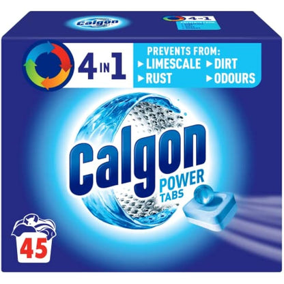 Calgon 4-in-1 Washing Machine Cleaner and Water Softener Tablets, Removes Limescale & Odours, Deep Clean, Units: 45 Tablets, Size: L Pack (Packaging May Vary)