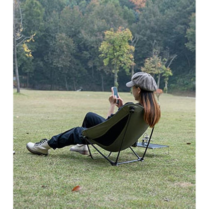 iClimb Low Ultralight Compact Camping Folding Chair with Side Pocket and Carry Bag (Black)