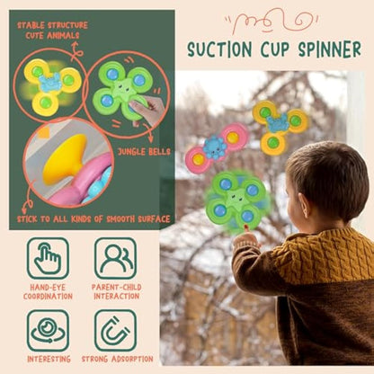 MutoToy® Baby Toys 6 Months Plus, 6 in 1 Montessori Toys, 42PCS Sensory Toys with Stacking cups, Suction Cup Spinner Toys, Baby Tissue Box Toy, Shape Sorter, Stacking Rings, Baby Blocks
