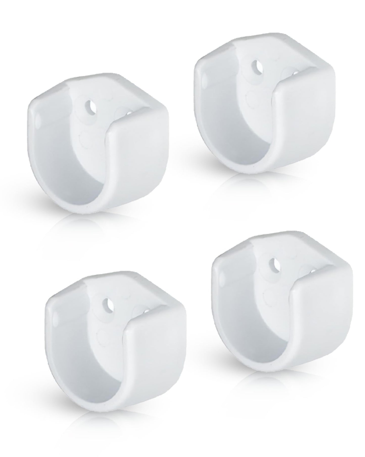 Gedotec Wardrobe Hanger tube, Wardrobe tube Bearing, Clothes Rails, 18 mm Round Holder, Plastic White Pack of 4, Wall Mounting Rod Brackets
