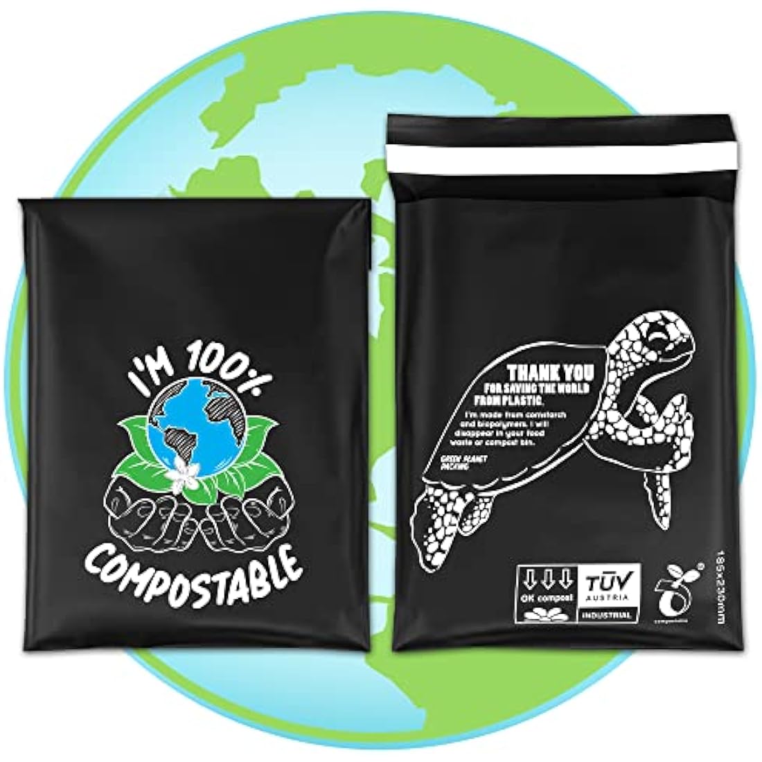 Compostable Mailing Bags,Biodegradable Mailing Bags,Eco Friendly Mailers 10 x 14" (25.5 x 35.5 cm) |50PK|