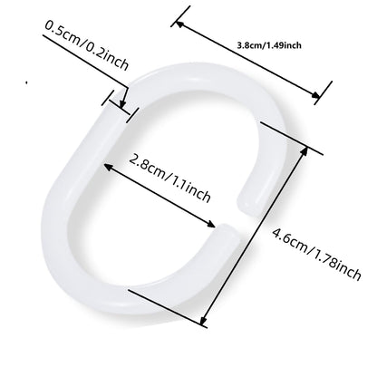 shower curtain hooks white C shape plastic hooks for shower curtains(24 Pieces)