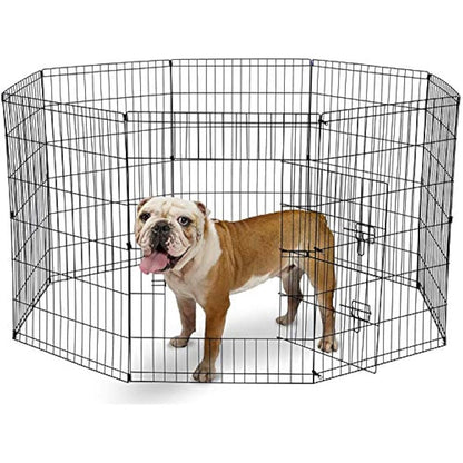 UNDERDOG 8 Panel Playpen Suitable for Dogs/Puppies/Cats & Rabbits foldable ideal for Indoor/Outdoor use puppy play pen (91cm, Black)