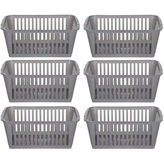 25 cm Silver Plastic Handy Basket Storage Basket - Pack of 6