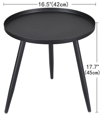 H JINHUI 45cm Metal Side Table for Living Room, Round Sofa End Coffee Table, Modern Simple Metal Frame Snack Table