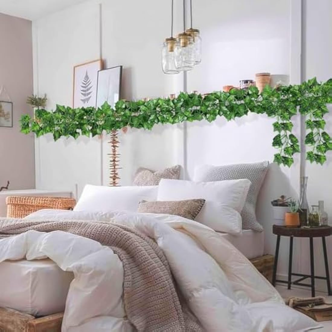 CQURE 36Pcs 252FT Artificial Ivy Garland Vines for Room Decor UV Resistant Green Leaves Fake Plants Hanging Vine Plant for Wedding Party Garden Wall Decoration