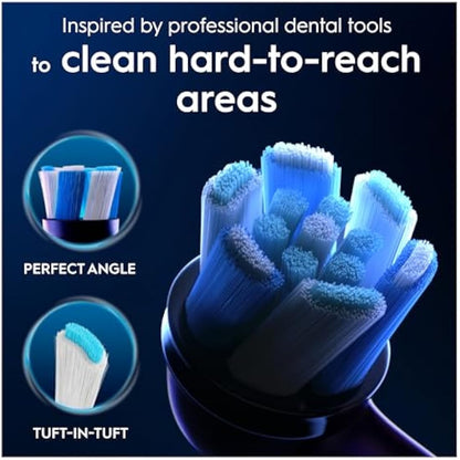 Oral-B iO Ultimate Clean Electric Toothbrush Head, Oral B Electric Toothbrush Heads, Twisted & Angled Bristles for Deeper Plaque Removal, Pack of 4 Toothbrush Heads, Black