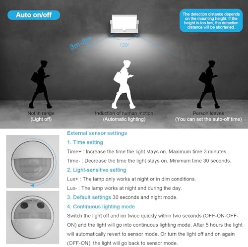 Klighten 24W Wall Light with Motion Sensor Outdoor Indoor IP65 Aluminum Modern Outside Light with Swiveling LED Panel Wall Lamp for Entrance Garden Terrace, Cold White 5700K-6000K, White