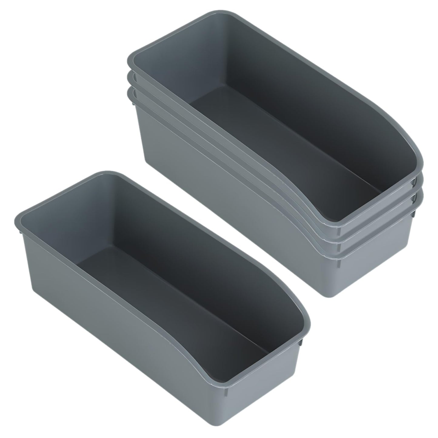 Set of 4 Storage Boxes, Storage Basket, Plastic Organiser Box