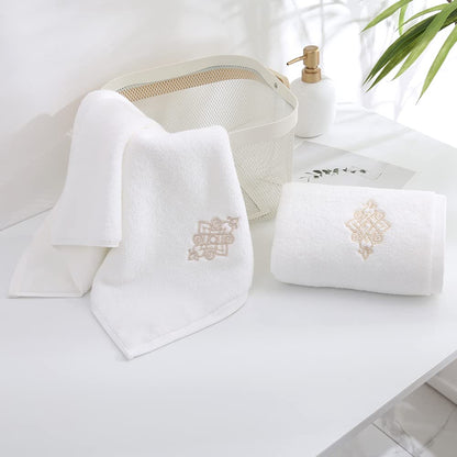 YiLUOMO Super Thick Luxury White Hand Towels Soft 100% Cotton Highly Absorbent Embroidered Decorative Hand Towel Set for Bathroom Hotel & Spa