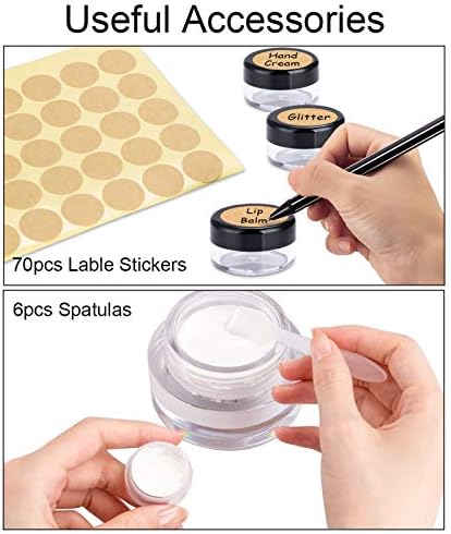 MELLIEX 60 Pieces Empty Sample Pots, 5g / 5ml Clear Plastic Travel Cosmetic Container Jars for Creams, Sample, Make-Up Storage