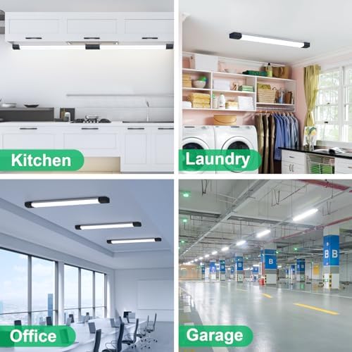 Amdelne 6000k Led Batten Light, 5FT, 45W Plug in Ceiling Light, IP65 Led Ceiling Strip Lights for Workshop, Office, Bedroom, Living Room, Wall, Kitchen, Shed, Outdoor (Black)