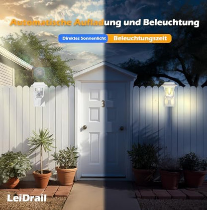 LeiDrail Solar Fence Lights, 4 Pack Solar Lights Outdoor Garden LED Solar Powered Outdoor Wall Fence Lights Waterproof Decor for Patio Yard Warm/Cold White