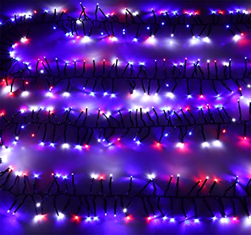 Christmas Concepts 500 6M/20FT Red/Blue White LED Cluster Lights with 8 Function Controller - Indoor/Outdoor - Energy Efficient A++ - Christmas