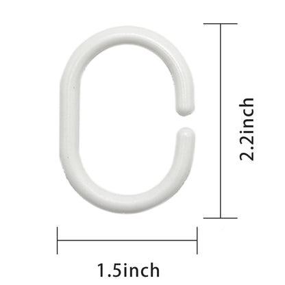 12 Pack Plastic Shower Curtain Rings, C-Shaped Hooks for Bathroom, White